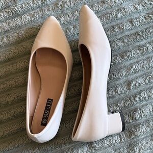 Women's White Block Heel Shoes Size 9 Pointed Toe Business Casual